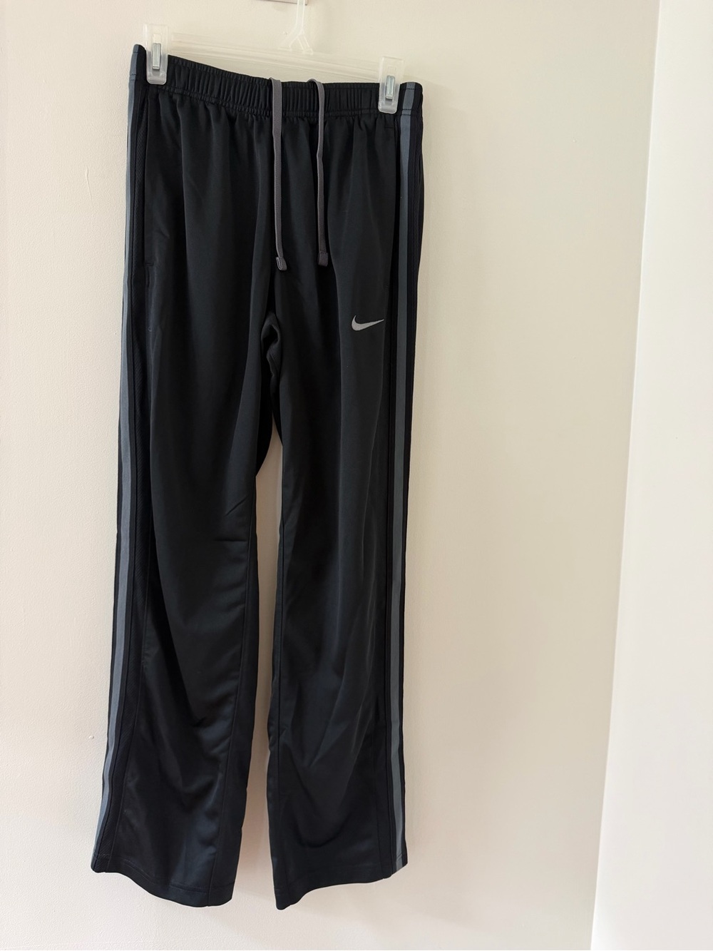 Nike Black Kids Joggers with Gray Side Stripes